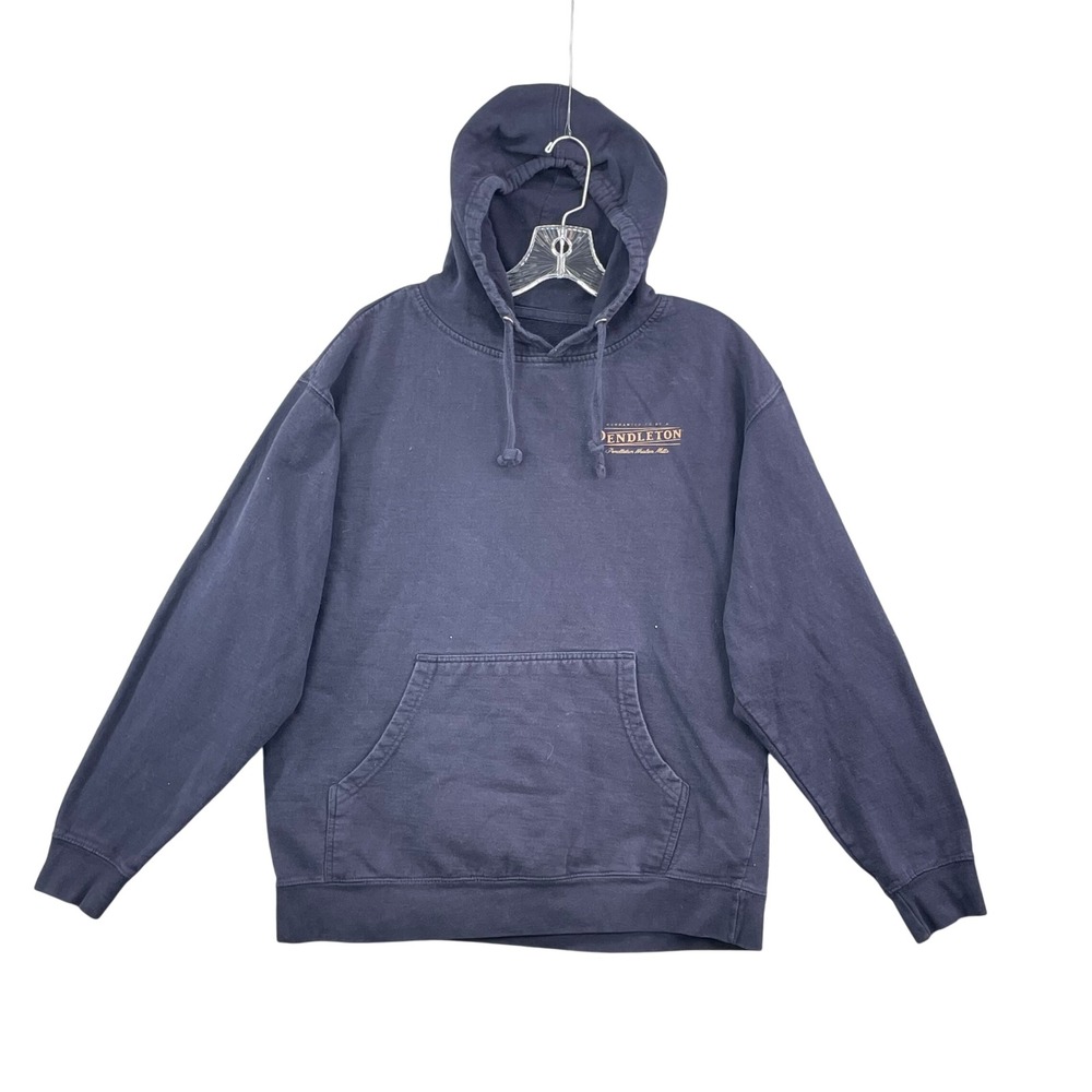 Pendleton Hoodie Mens‎ Large Navy Blue Graphic Logo Cotton Blend Sweatshirt L